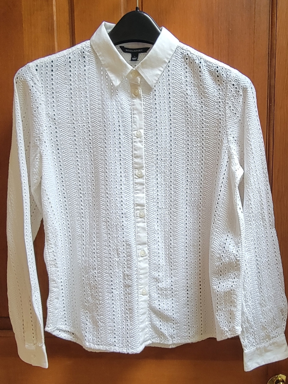 Banana Republic White Eyelet Blouse Size Small